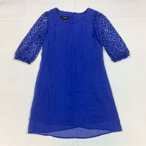 Amy Byer Dress Long Girls Size 12 Lined 3/4 Sleeve Lace Party Holiday Blue Y2K